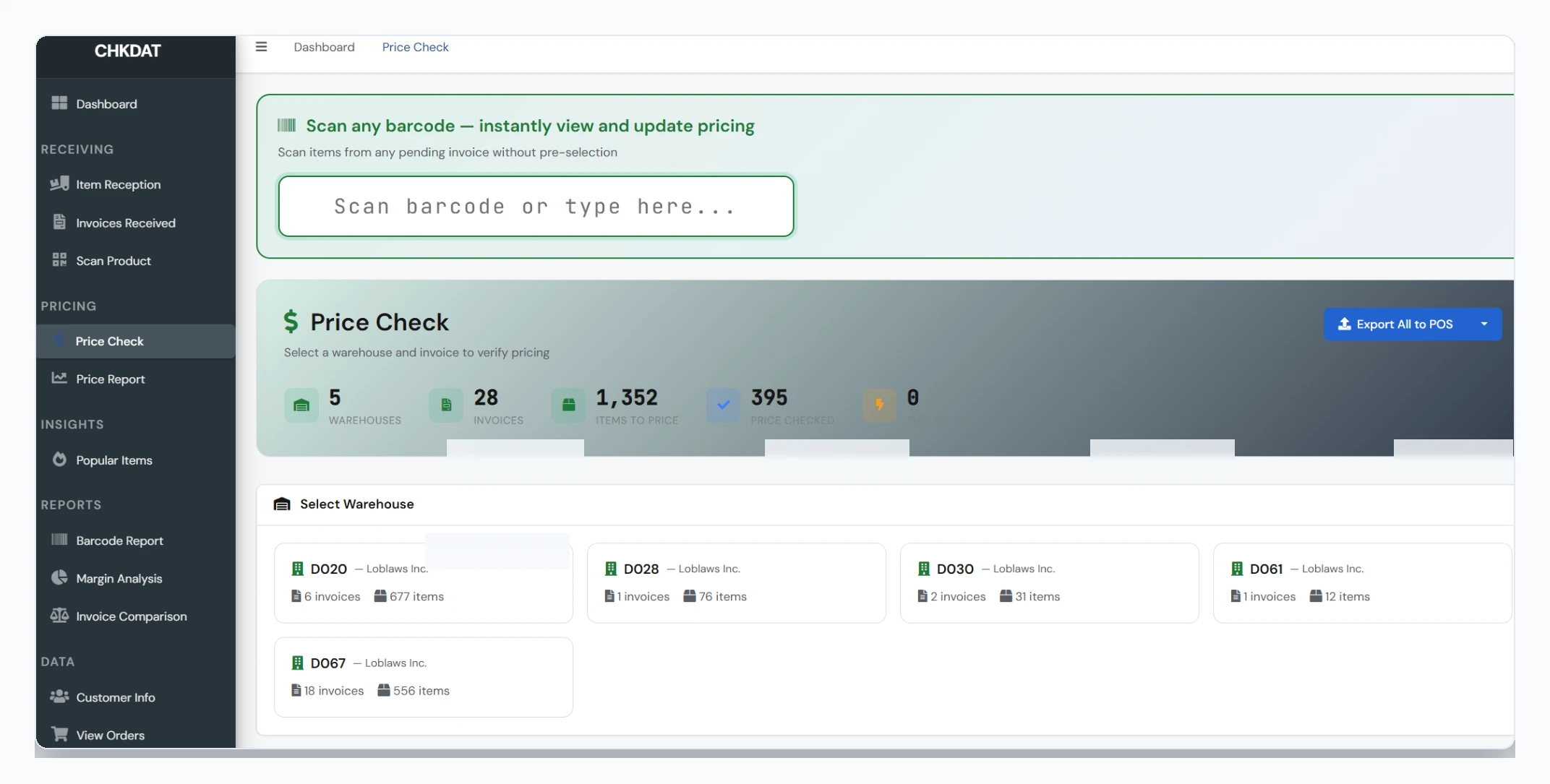 CHKDAT pricing verification workflow